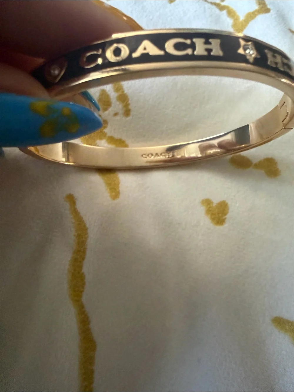Coach Black and Gold Logo Bangle Bracelet